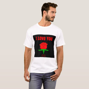 Rote Rose I Liebe Sie Männer Weiß Basic T Shirt