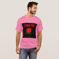 Rote Rose I Liebe You Men Pink T Shirt