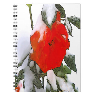 Rote Rose im Schnee Notizblock