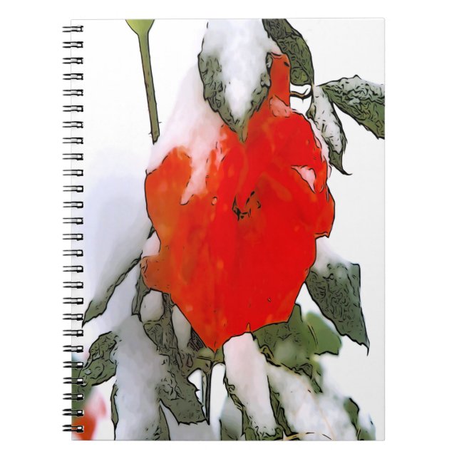 Rote Rose im Schnee Notizblock (Vorderseite)