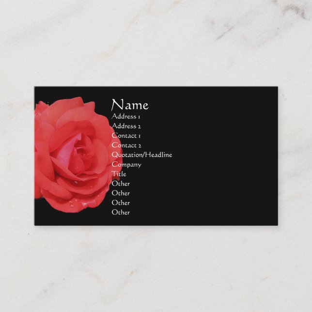rote Rose in der Blume-Visitenkarte Visitenkarte (Vorderseite)