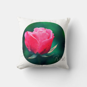 Rote Rose in einem Kreis Kissen / Wurfkissen