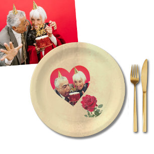 Rote Rose individuelle Hochzeitstag  Pappteller