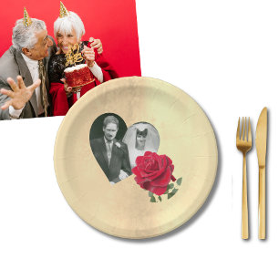 Rote Rose individuelle Hochzeitstag  Pappteller