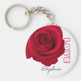 Rote Rose | Individuelle Name Valentinstag Schlüsselanhänger
