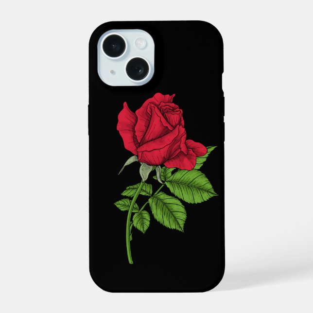 Rote Rose iPhone 15 Hülle (Rückseite)