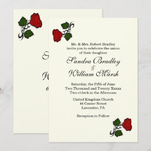 Rote Rose Ivory Classic Hochzeit Einladung