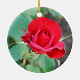 Rote Rose Keramik Ornament