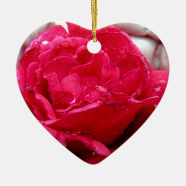 Rote Rose Keramik Ornament (Vorne)