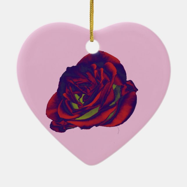 Rote Rose Keramik Ornament (Hinten)