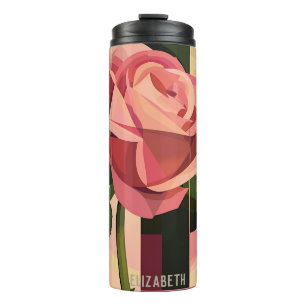 Rote Rose Künstlerische Rose Thermosbecher