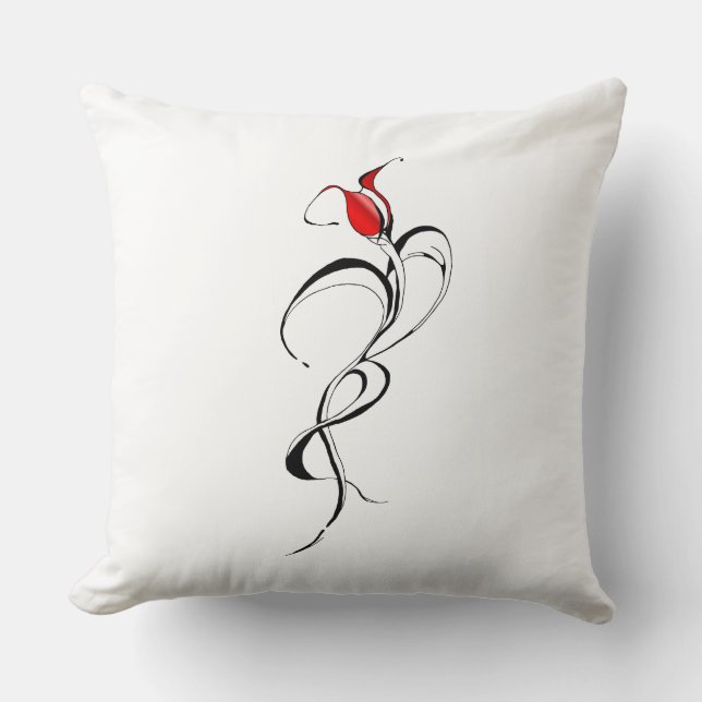 Rote Rose Lady Tribal Tattoo Design Kissen (Vorderseite)