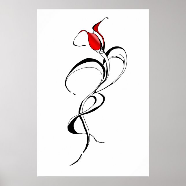 Rote Rose Lady Tribal Tattoo Design Poster (Vorne)