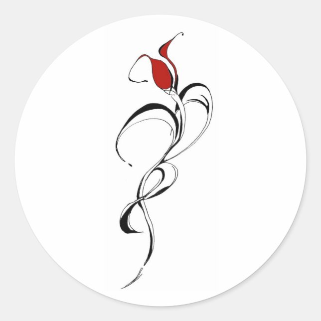 Rote Rose Lady Tribal Tattoo Design Runder Aufkleber (Vorderseite)