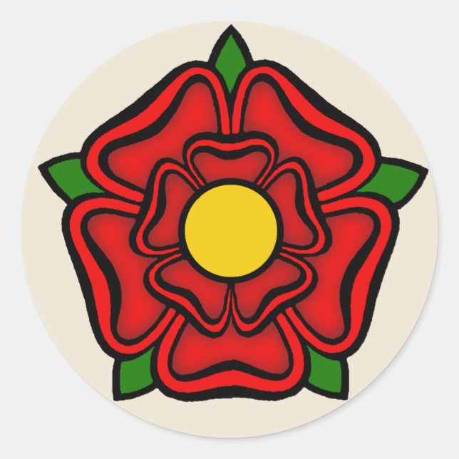 Rote Rose Lancaster, England, Emblem der Royalty Runder Aufkleber (Vorderseite)