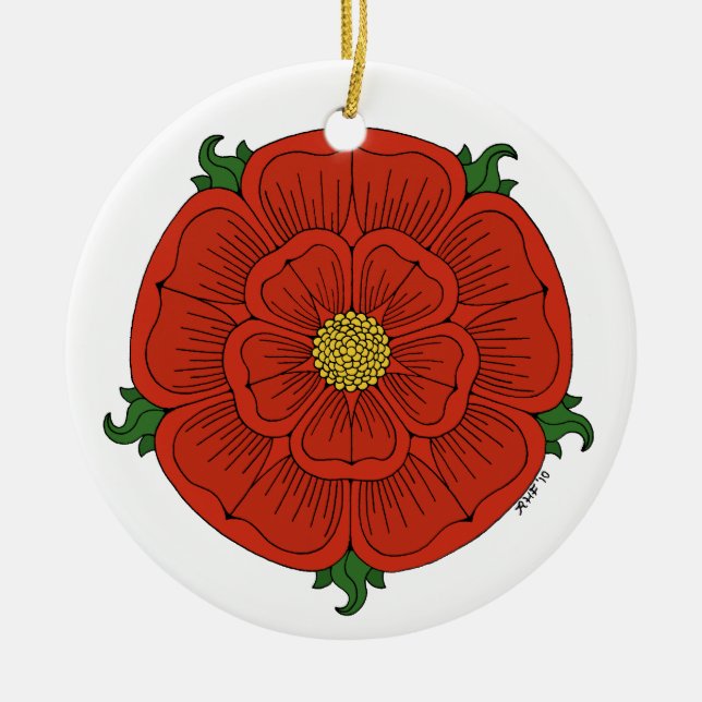 Rote Rose Lancaster Keramikornament (Vorne)