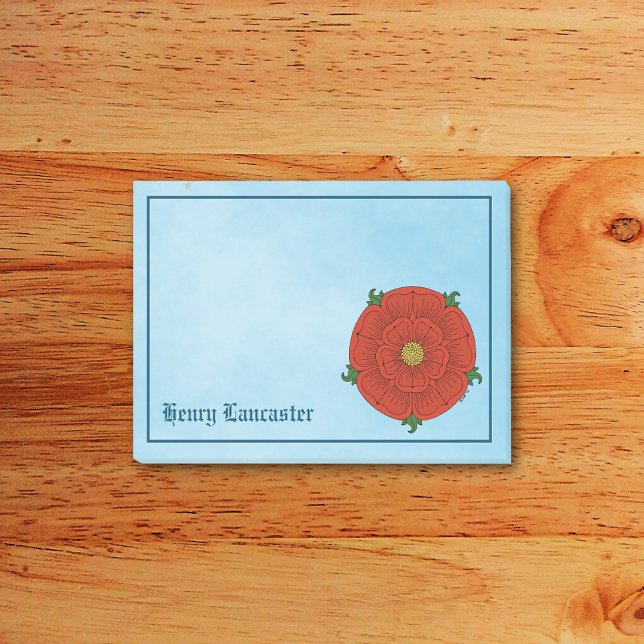Rote Rose Lancaster Post-it Klebezettel (Red Rose of Lancaster Post-it Notes Pad on Desk)