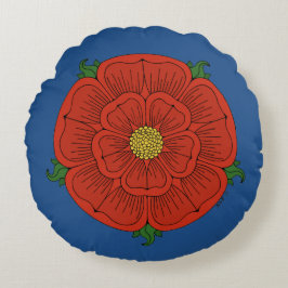 Rote Rose Lancaster Rundes Kissen