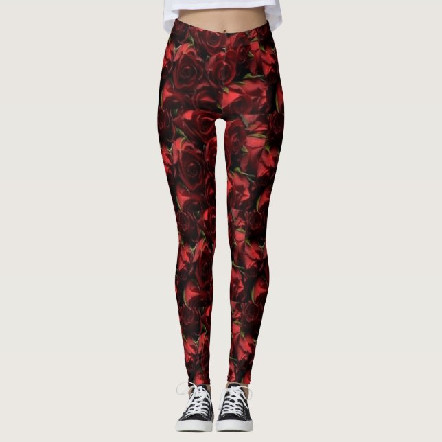Rote Rose Leggings (Vorderseite)