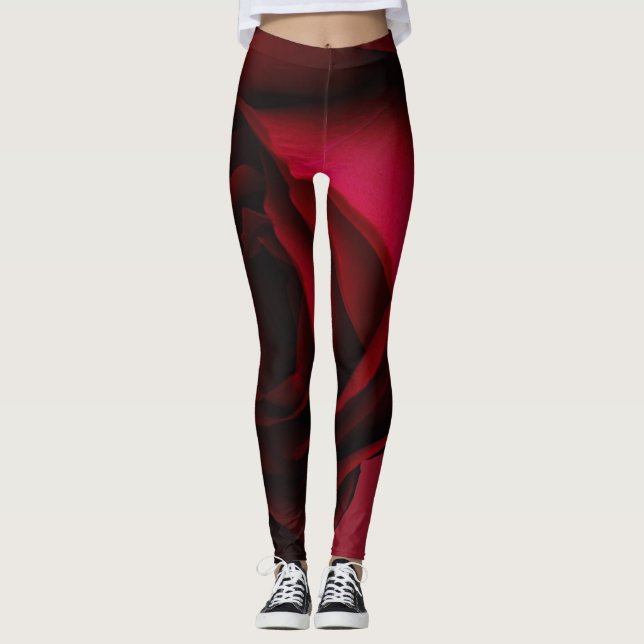 Rote Rose Leggings, Yogahose, Aktivbekleidung Leggings (Vorderseite)
