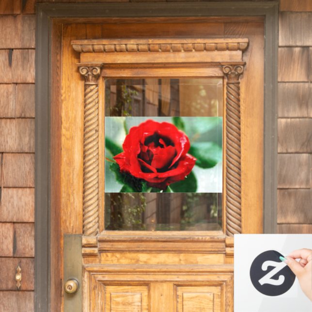 Rote Rose Liebe Fensteraufkleber (Haustür)