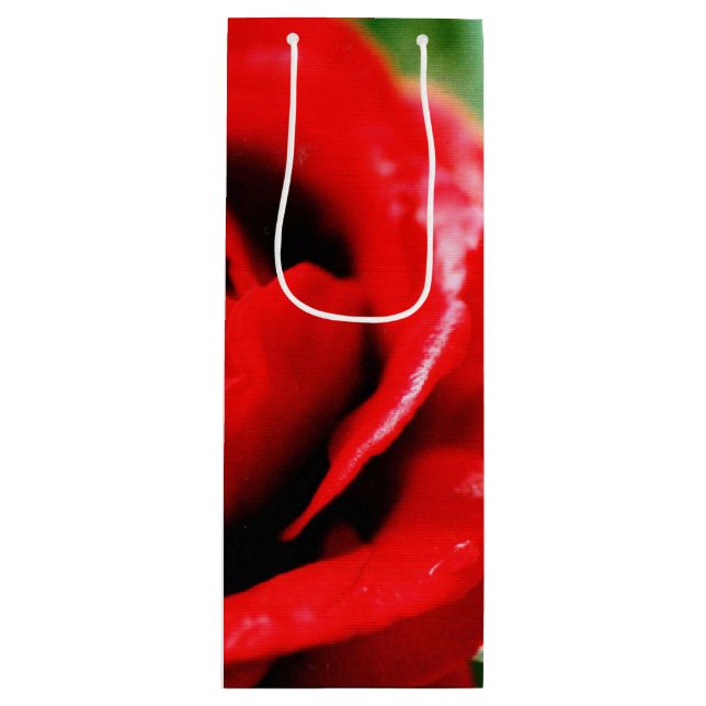 Rote Rose Liebe Geschenktüte Für Weinflaschen (Vorderseite)