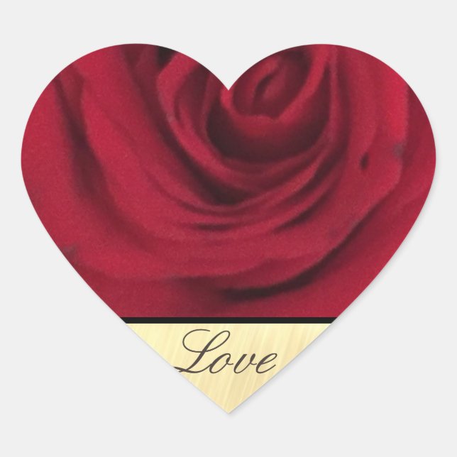 Rote Rose Liebe Herz-Aufkleber (Vorderseite)