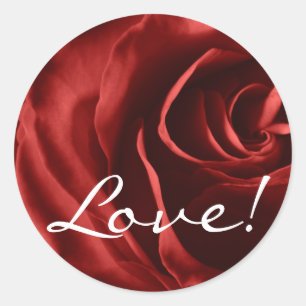 Rote Rose, Liebe! Runder Aufkleber