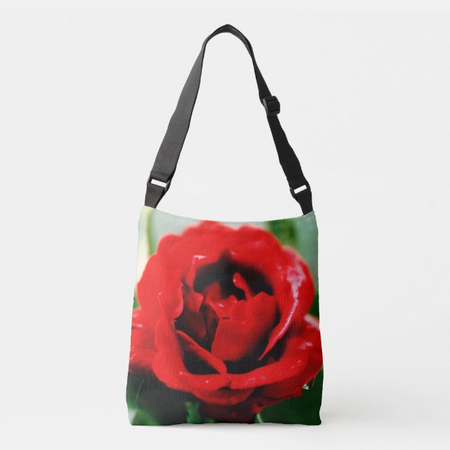 Rote Rose Liebe Tragetaschen Mit Langen Trägern (Vorderseite)