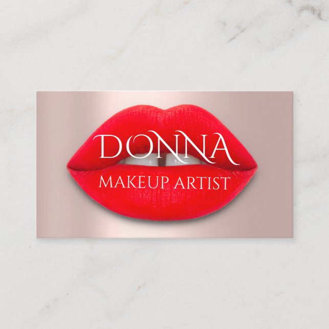 Rote Rose Lippt QR-Code-Logo Makeup Artist Visitenkarte (Vorderseite)