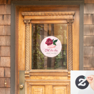Rote Rose Macaron Bakery & Süßigkeiten Fensteraufkleber