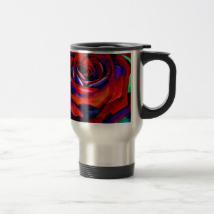 Rote Rose Makro Blume Originalkunst Reisebecher