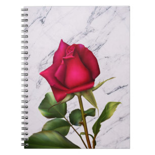 Rote Rose Marble Moderne Glam Blumenkolonie Blume Notizblock