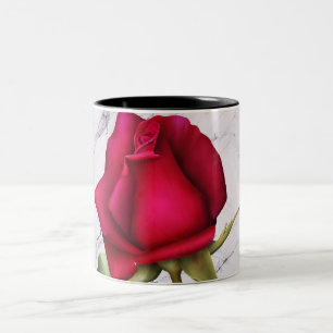 Rote Rose Marmor Modern Glamour floral Blume Zweifarbige Tasse