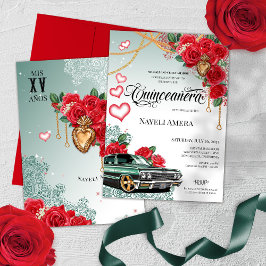 Rote Rose Mexicana Green Lowrider Chola Quinceaner Einladung