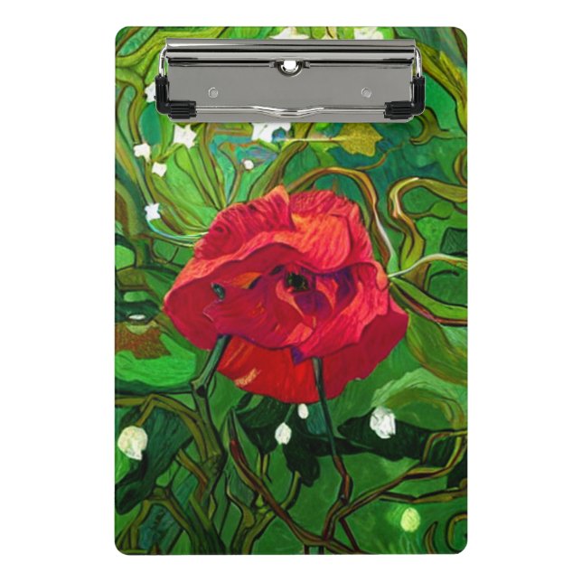 ROTE ROSE  MINI KLEMMBRETT (Vorderseite)