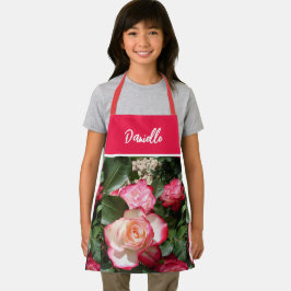 Rote Rose mit Blumen und Weiß Rosen Kinder Küche Schürze