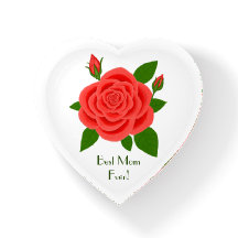 Rote Rose mit Buds Paperweight