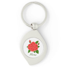 Rote Rose mit Buds und Text-Schlüsselanhänger