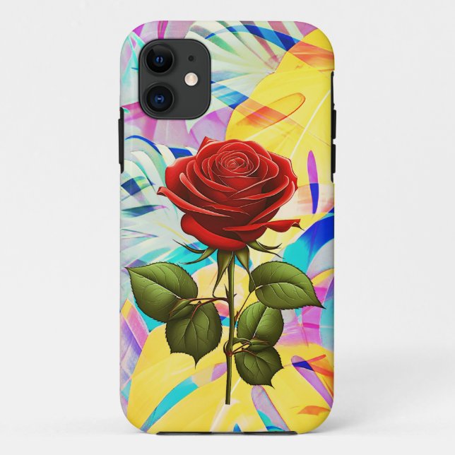 ROTE ROSE MIT GEOMETRISCHER MODERNER NATUR Case-Mate iPhone HÜLLE (Rückseite)