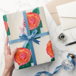 Rote Rose mit grünen Blättern Geschenkpapier