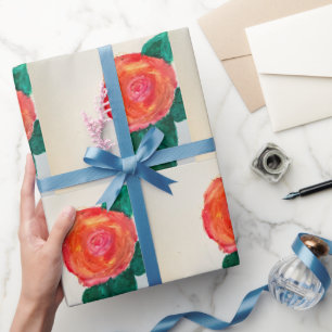 Rote Rose mit grünen Blättern Geschenkpapier