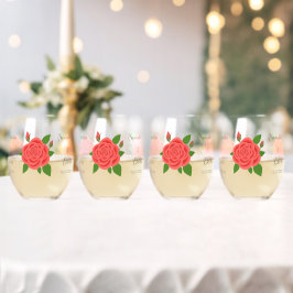 Rote Rose mit Pedalen Stemless Weinbrille Weinglas Ohne Stiel