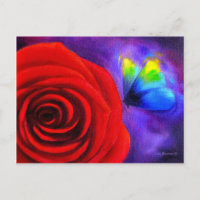 Rote Rose mit Schmetterlingsmalerei - Multimedia