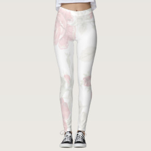 Rote Rose mit weißem Hintergrunddruck Leggings