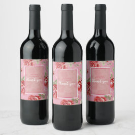Rote Rose mit Weißweinetikett Weinetikett