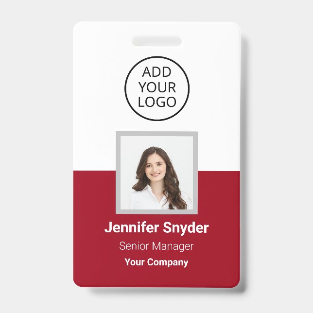 Rote Rose, Mitarbeiter-Foto-ID mit QR-Code, Untern Ausweis (Vorderseite)