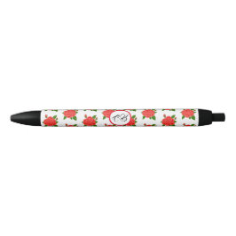 Rote Rose Monogramm Schwarzer Tinten Pen Kugelschreiber