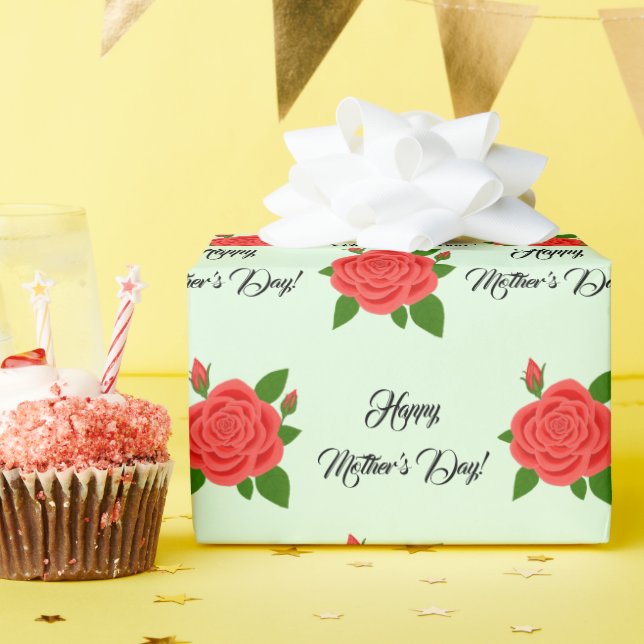 Rote Rose Mother's Day Wrapping Paper Geschenkpapier (Geburtstagsparty)