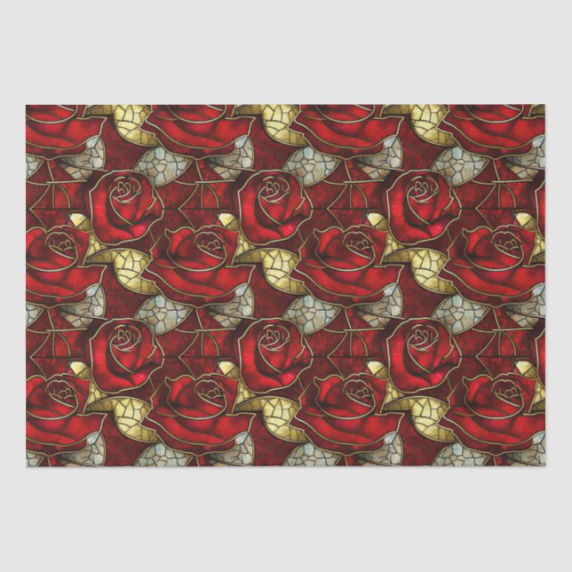 Rote Rose-Muster Seidenpapier (Vorderseite)